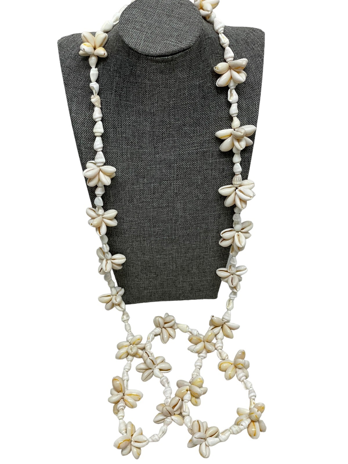 (7) Vintage Philippines Cowrie Mixed Shell Long Strand Necklaces Hippy Boho
