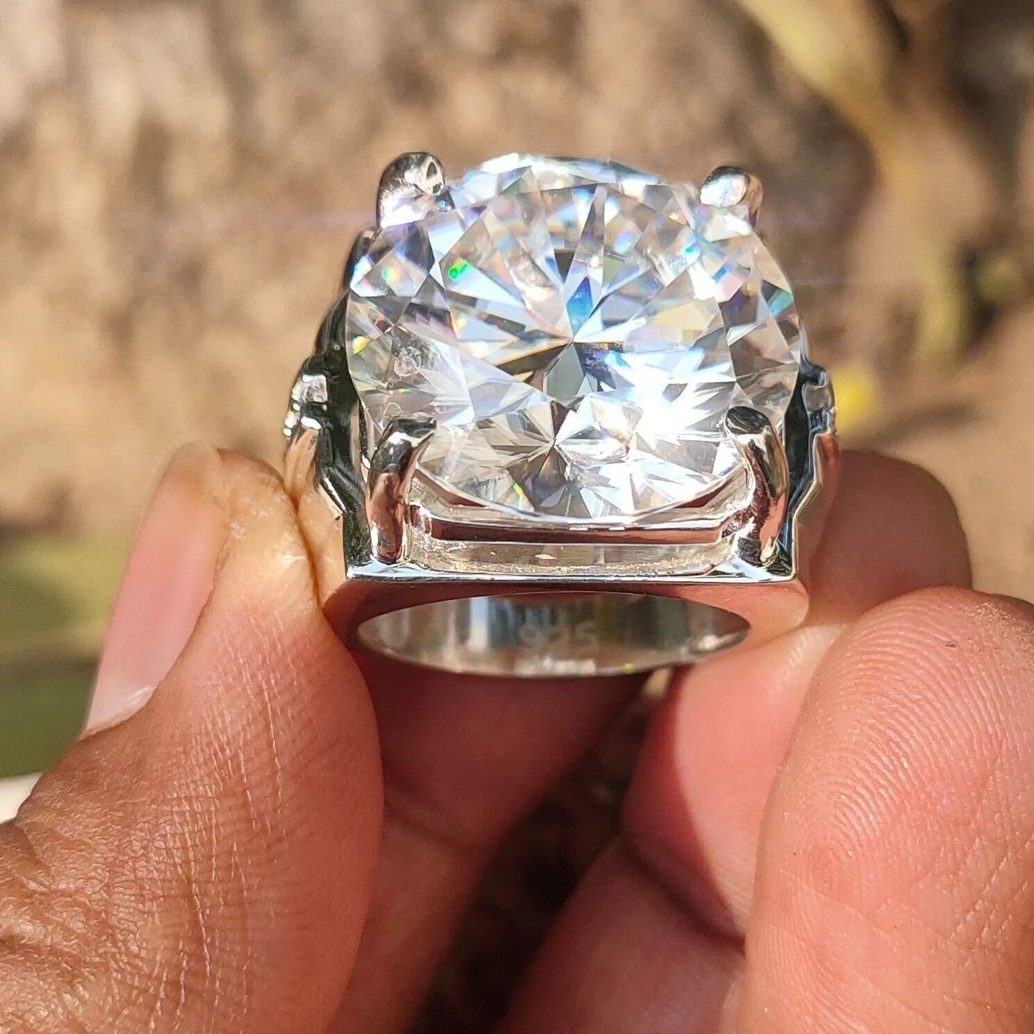HUGE 26 Ct Certified Round White Diamond Solitaire Ring 925 Silver