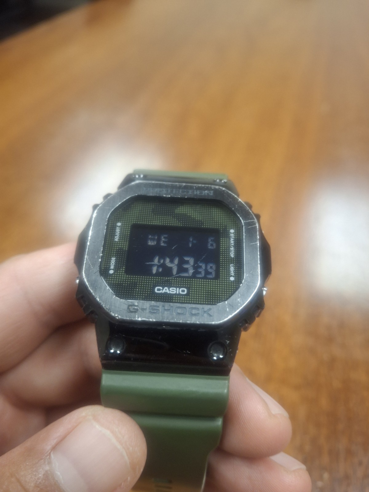 Casio G-shock GM-5600B Negative Display Metal Bezel Green Band Watch