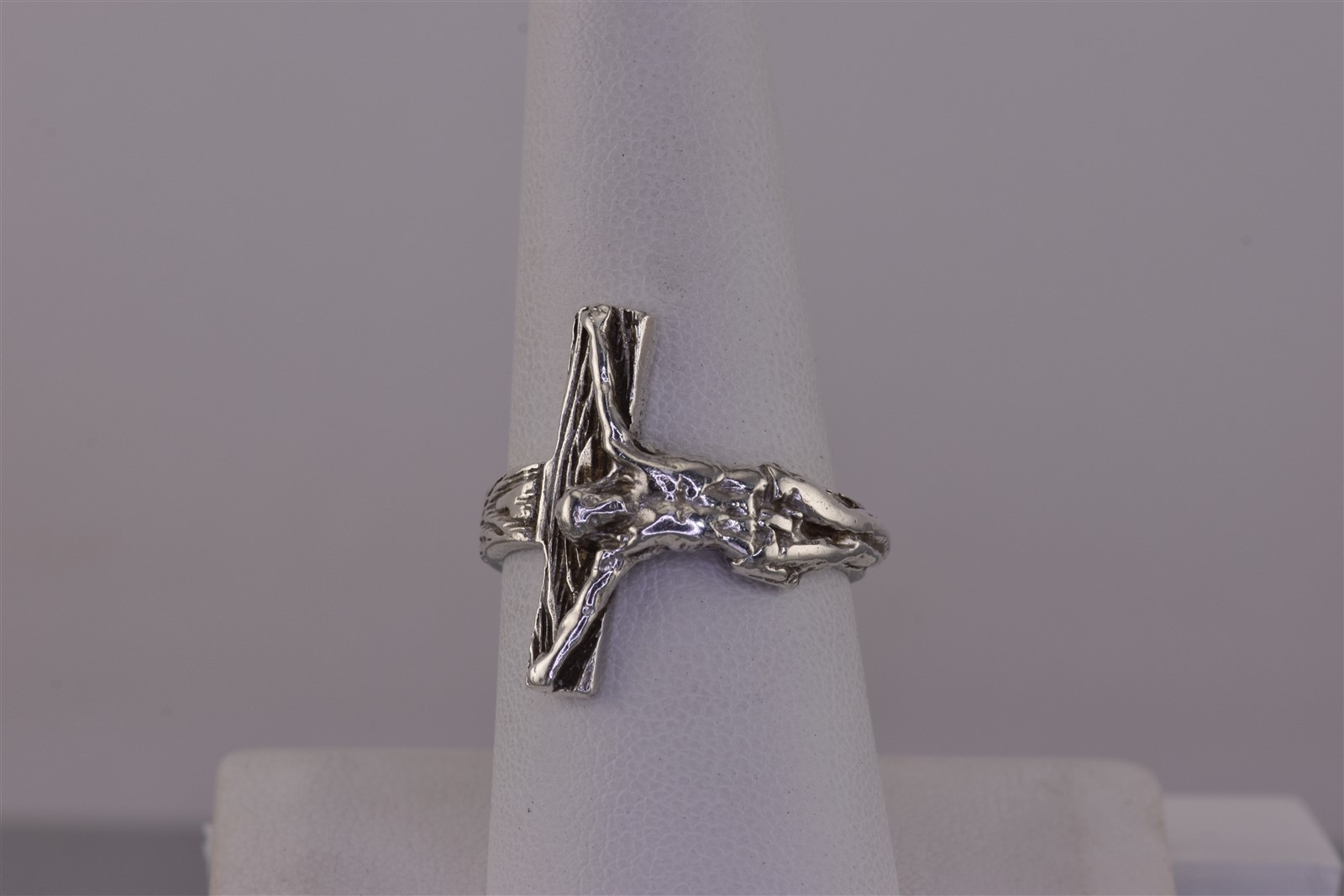 CG Sterling Silver 21mm Dimensional Crucifix Cross Wrap Band Ring 925 Sz: 8