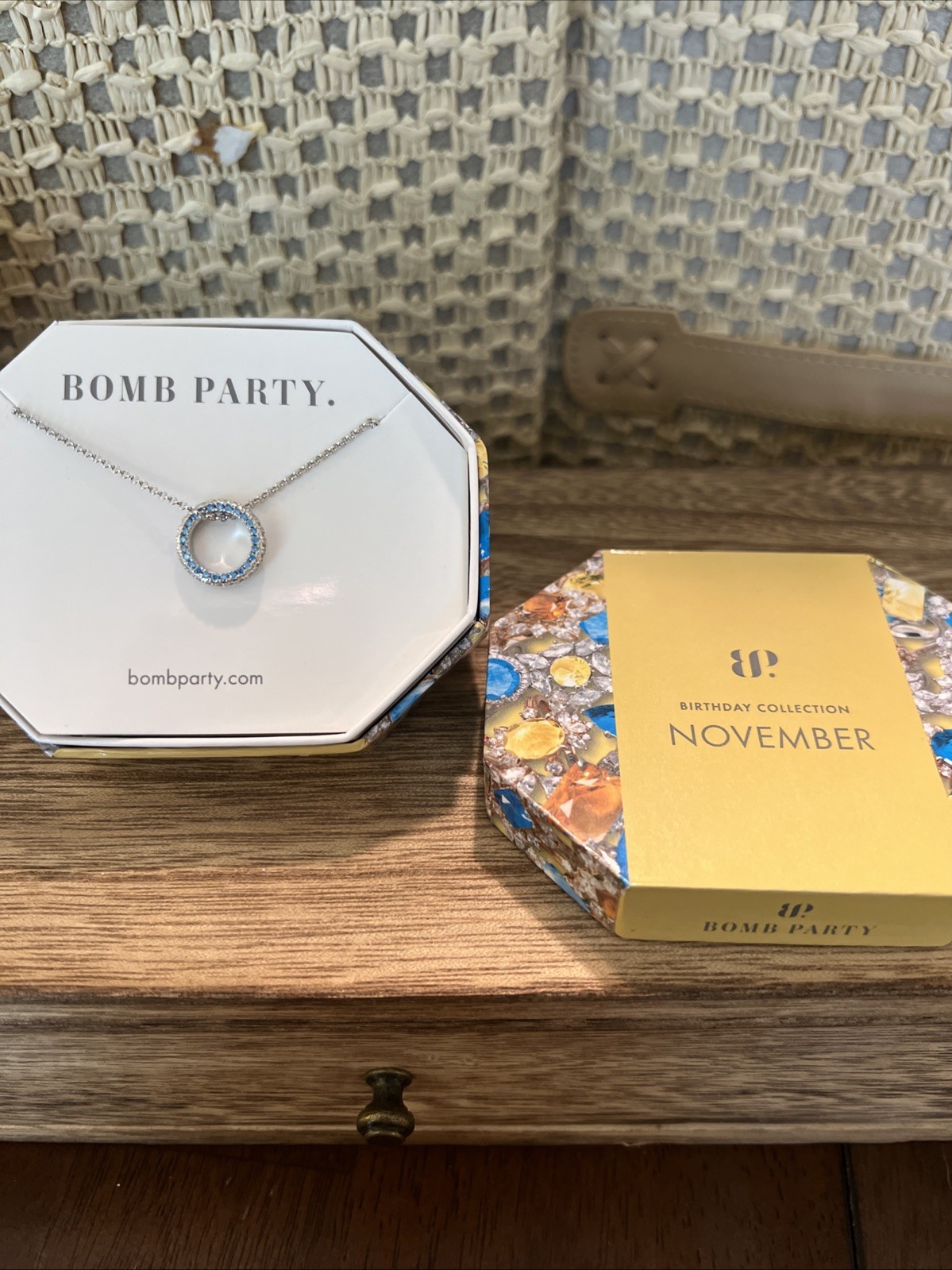 Bomb Party November Birthday Collection. Jennifer’s Necklace. Swiss Blue Topaz.