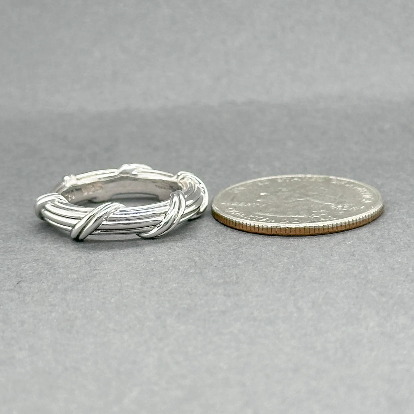 Estate Peter Thomas Roth Sterling Silver Ribbon & Reed Ring