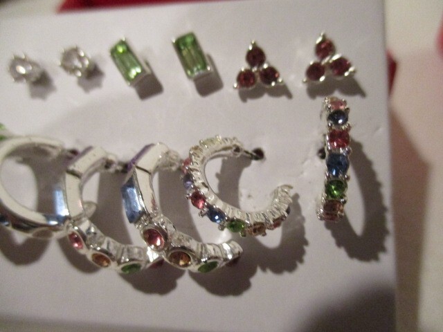 AVON Radiant Rainbow Earring Pack 6 pairs of Hoops & Studs 1/2″ D Multicolored