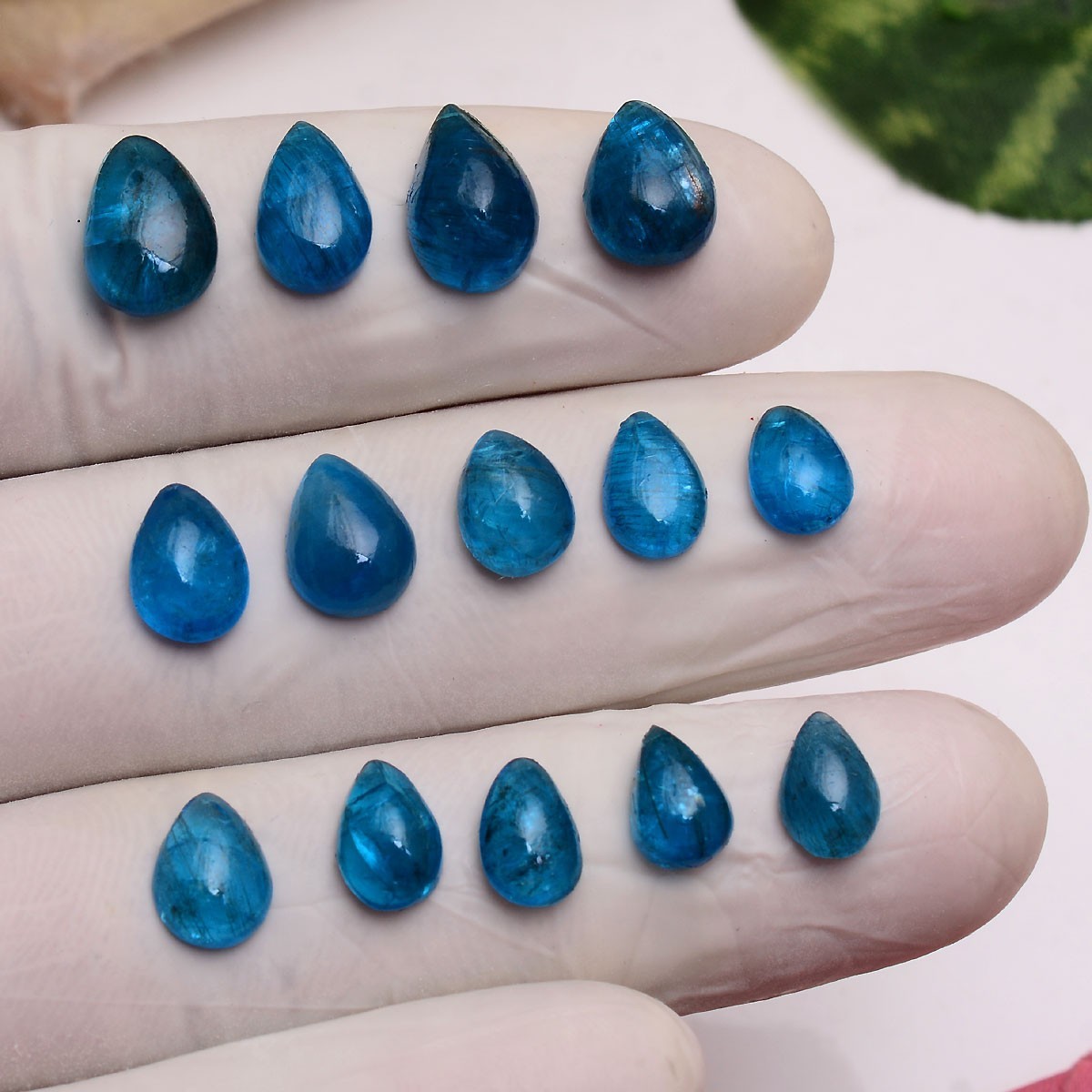 Set 14 Pcs Natural Apatite Untreated 8mm-12mm Pear Stunning Loose Gemstones Lot