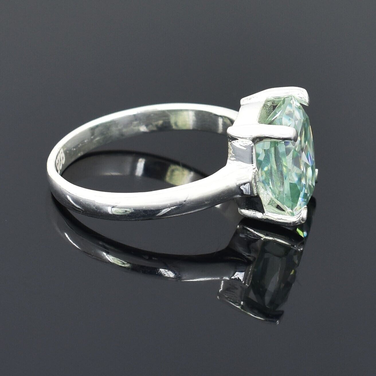 Certified Natural 2.75ct VS1 Cushion Blue Diamond Ring 925 Silver Ring For Women