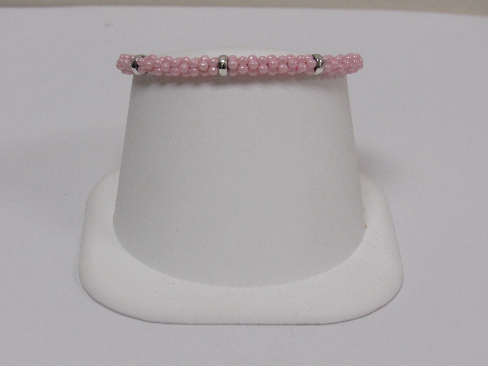 Designer LAGOS Sterling Silver 18K Pink Ceramic Caviar Rope Bracelet