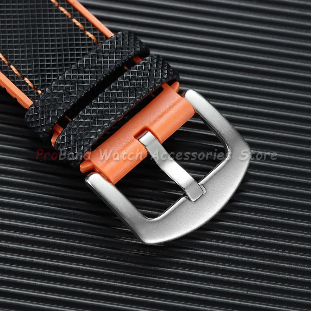 18/19/20/21/22/24mm Rubber Watch Strap Nylon Textured Silicone Bottom Watch Band