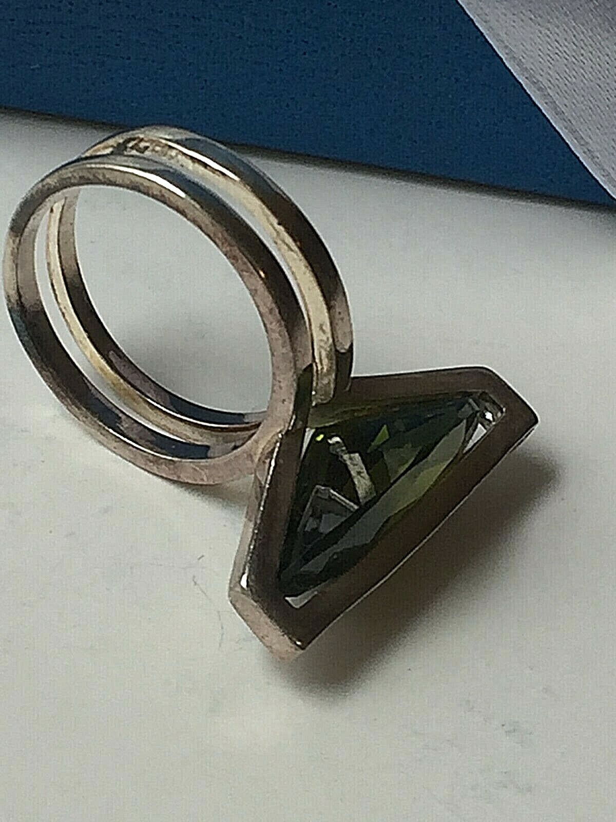 Size 6 Women’s RING Vintage 925 STERLING SILVER Big GREEN Marquise GEMSTONE New