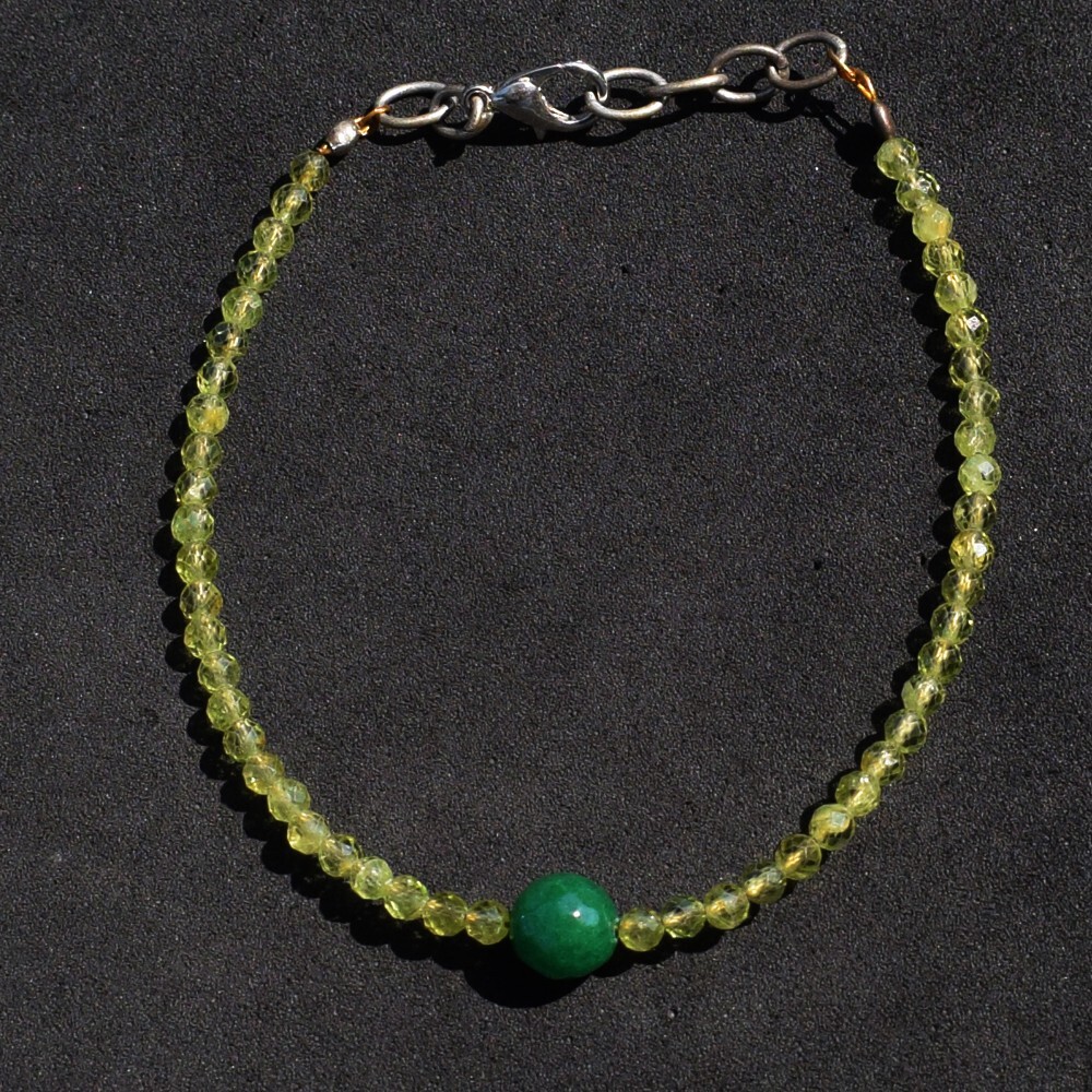 24.00 Cts Peridot & Emerald Faceted Round Shape Shape Beads Bracelet SK 36 E474