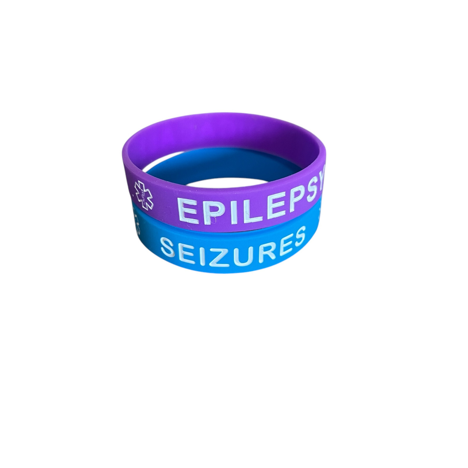 Kid Youth XS Adult Epilepsy & Seizures Silicone Bracelet 2 Piece Set – 3 Colors!