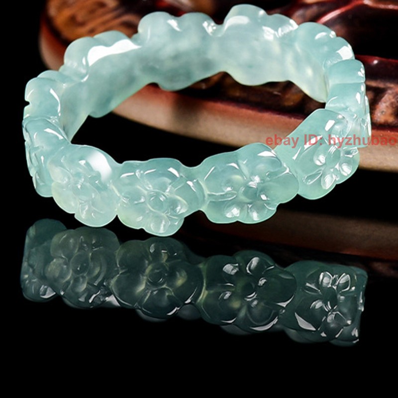 Certified Natural Burma Grade A Jade jadeite Carving Flower Lucky Unisex Ring