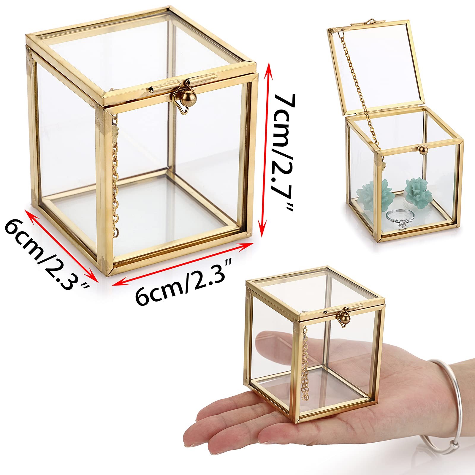 Hipiwe 2 Packs Vintage Glass Jewelry X-Small, 2.3″x 2.7″, Gold