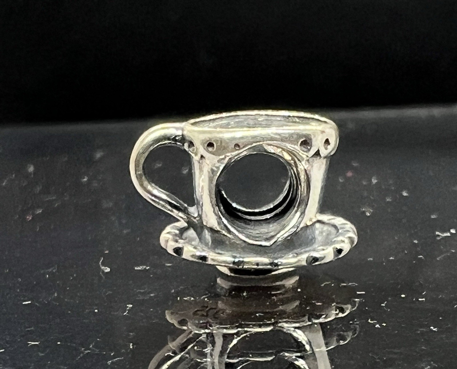 Pandora 925 Sterling Silver Tea Coffee Cup & Saucer Bead Charm Retired