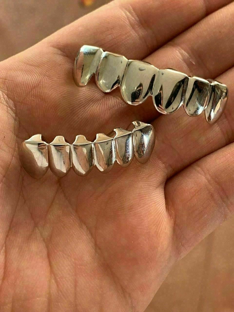 Real 925 Sterling Silver – GRILLZ Top Bottom Hip Hop Grills 6 8 Or Single Teeth