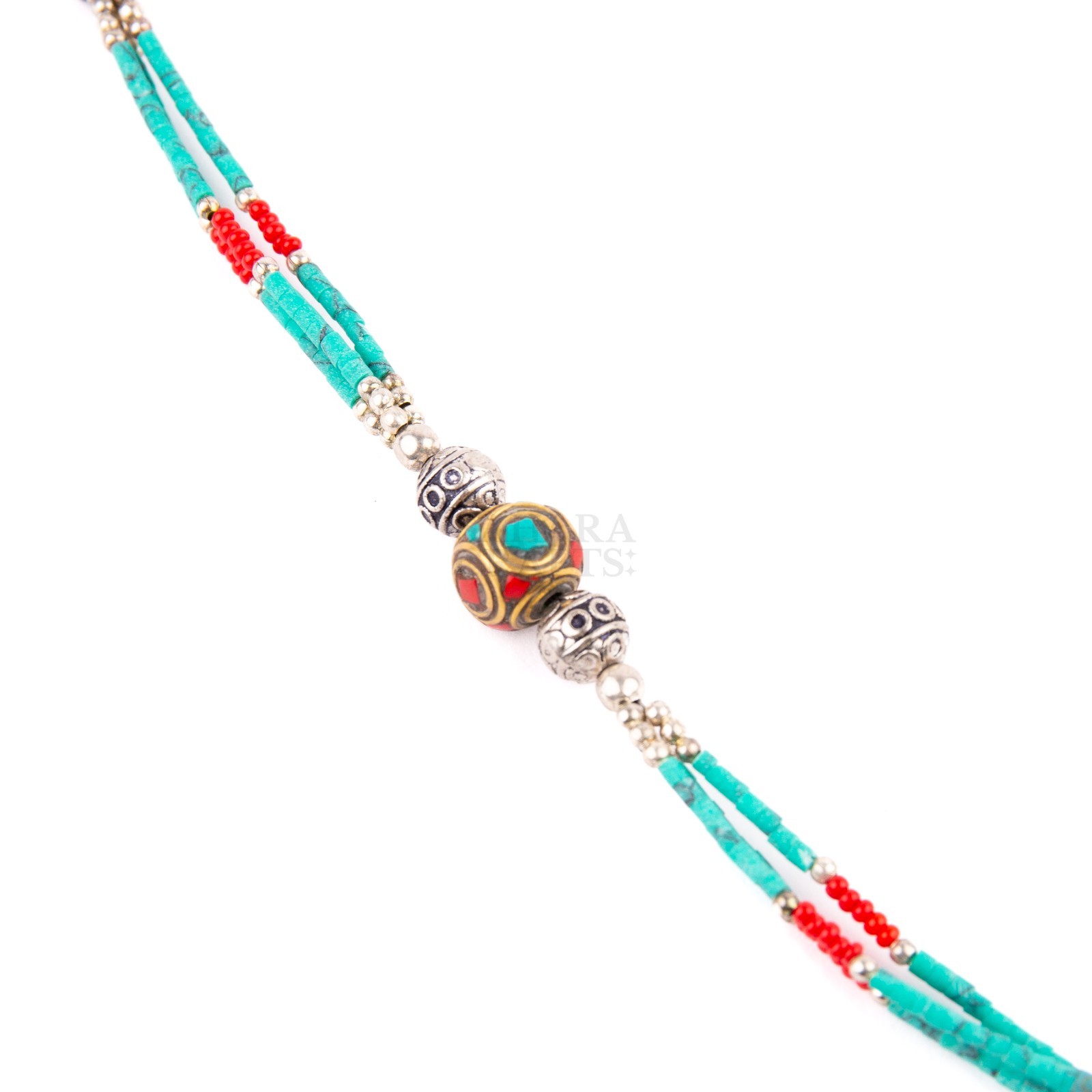 Tibetan Bracelet, Turquoise Red Beads, Traditional Tibetan Bead Jewelry