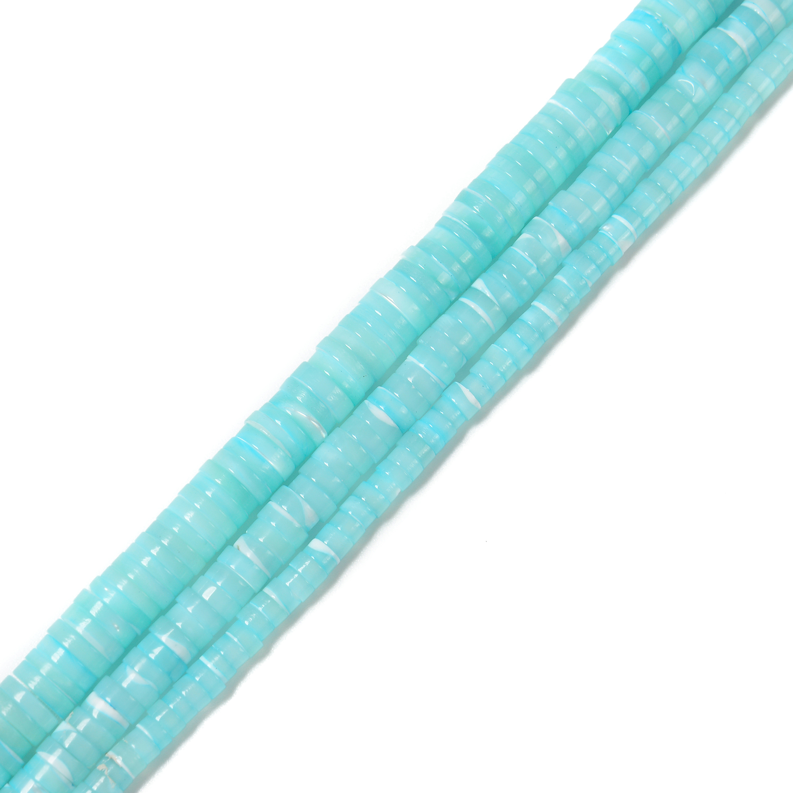 Iridescent Aqua Blue MOP Shell Heishi Disc Beads Size 2x4mm 2x8mm 15.5” Strand