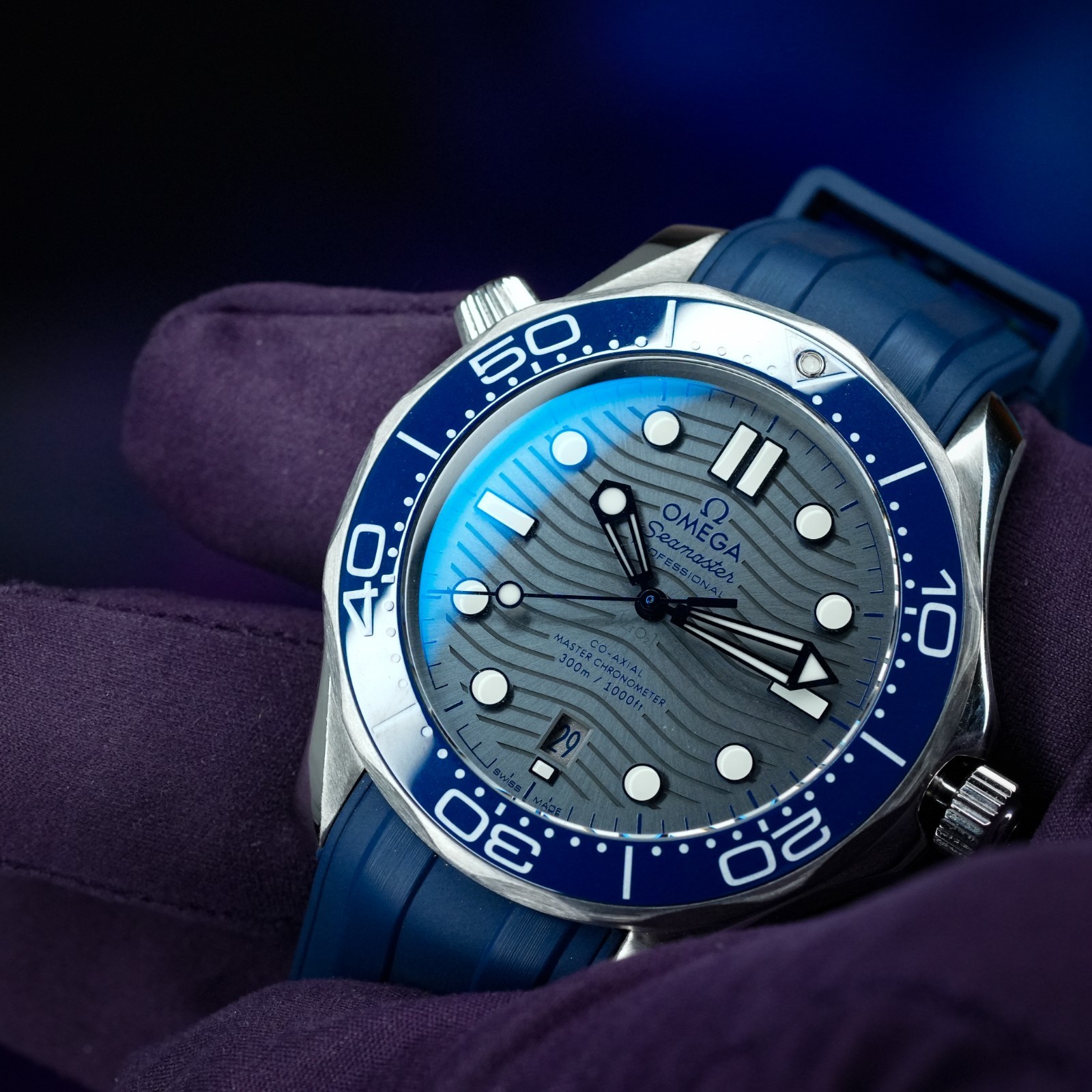 2022 OMEGA Seamaster Diver 300M 210.32.42.20.06.001 Box And Papers Wave Dial