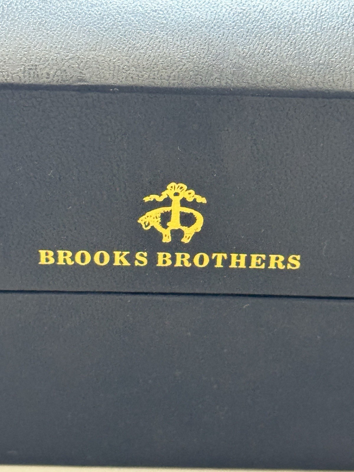 Brooks Brothers Men’s Navy Blue Bezel Watch with Brown Leather Strap and Case