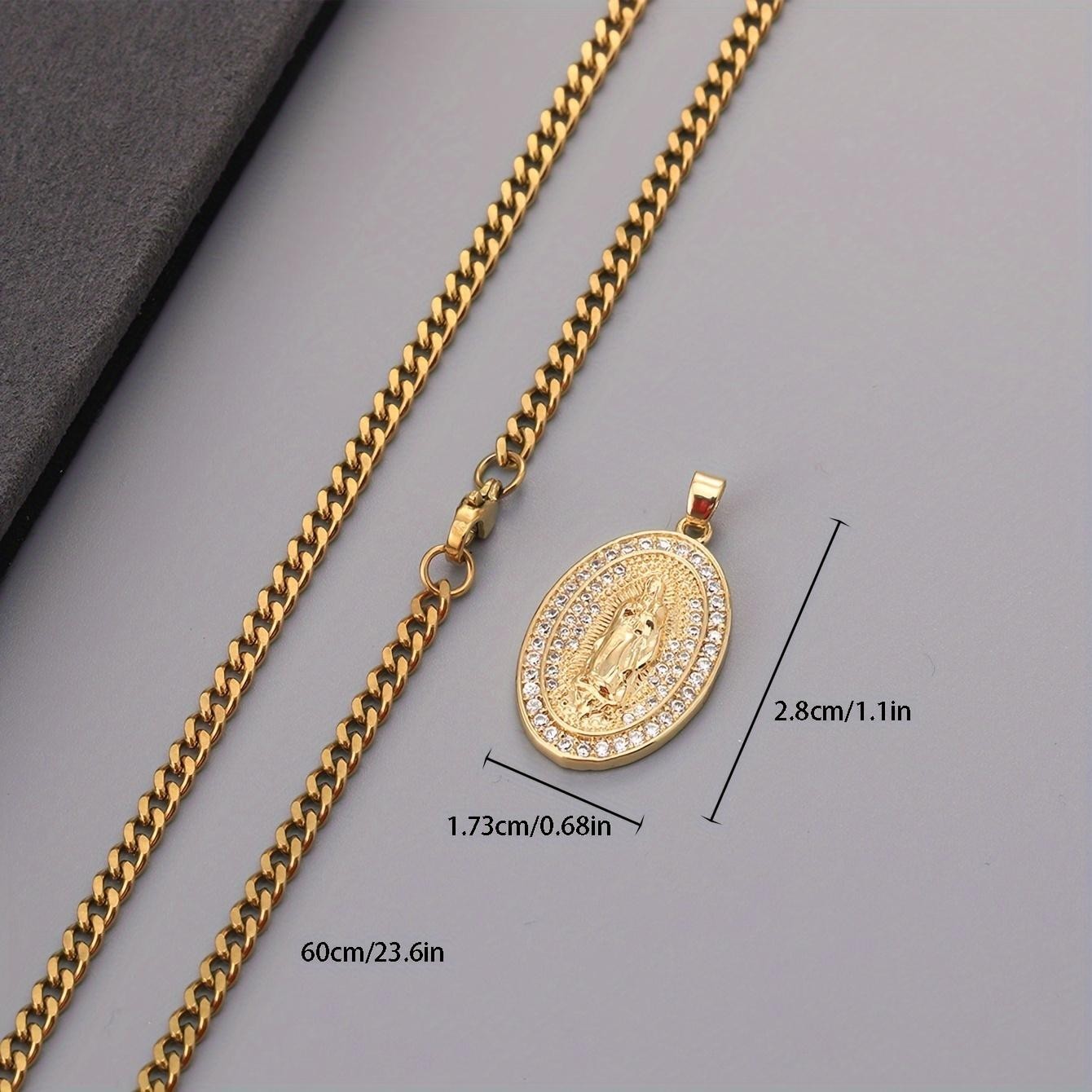 Virgin Mary Necklace Gold Pendant Religious Catholic Faith Jewelry