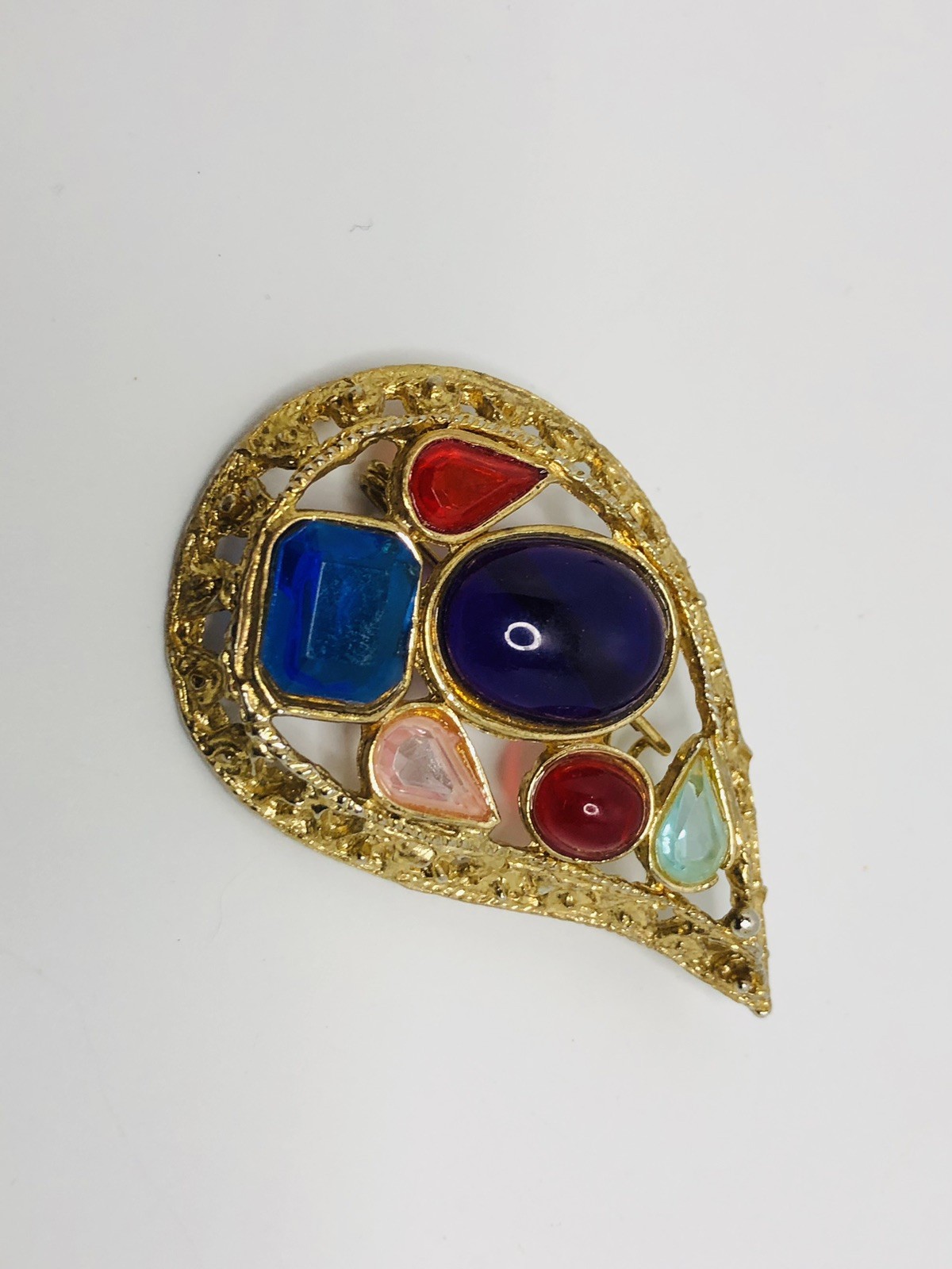 Vintage fruit salad goldtone brooch 2 1/2 inches