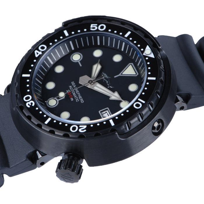 Heimdallr Sharkey Sea Shepard NH35A Black Tuna PVD 200M Diver Automatic Watch C3