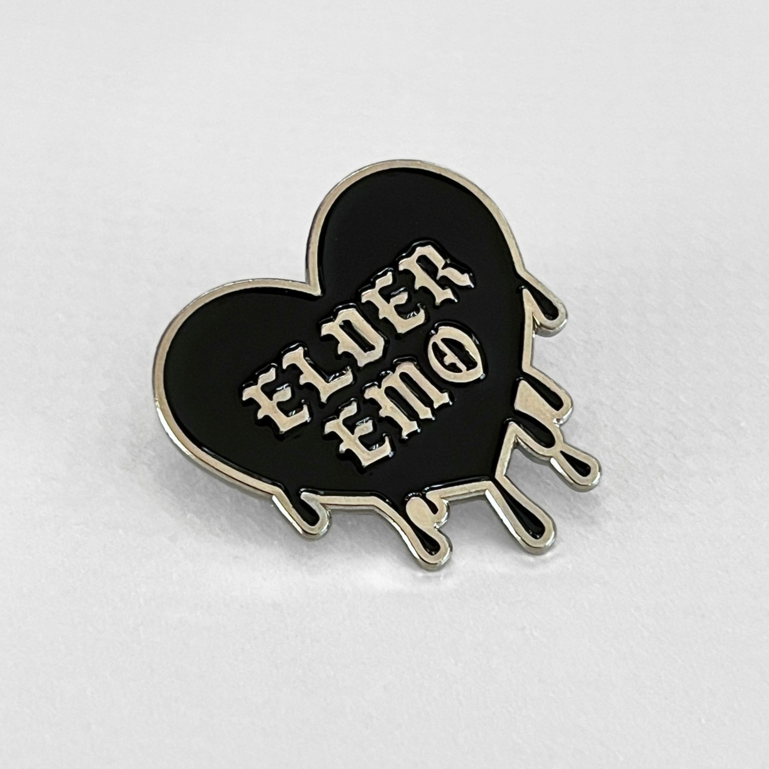 Elder Emo Dripping Heart Enamel Pin – Gothic Alt Aesthetic Lapel Badge