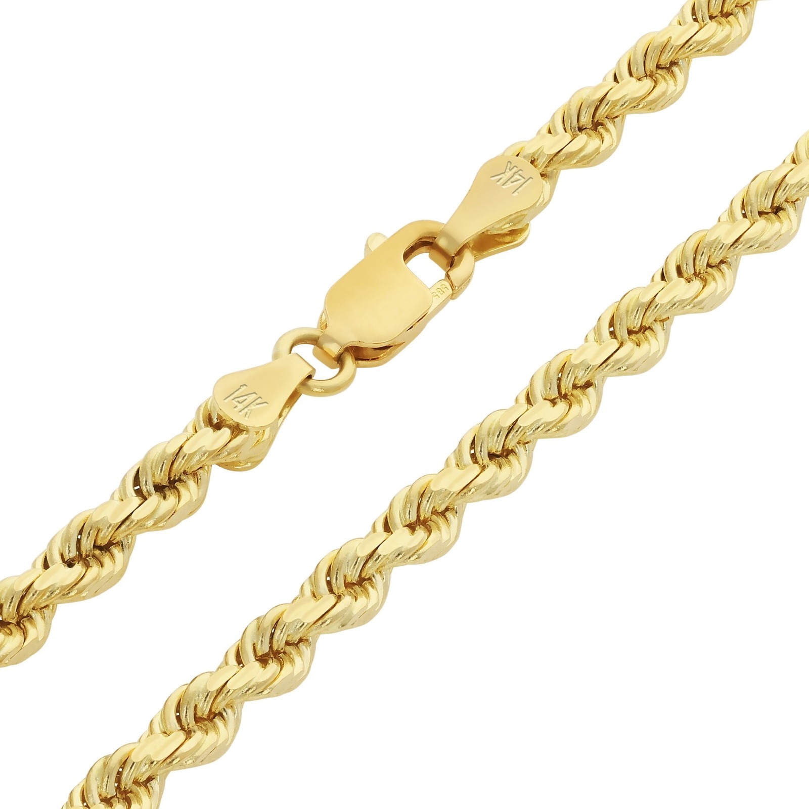 14K Yellow Gold 3mm Diamond Cut Rope Chain Link Bracelet Lobster Clasp 7″ 8″ 9″