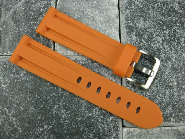 New 24mm Orange PU Rubber Strap Tang Diver Band 22mm Tongue Buckle PANERAI 24