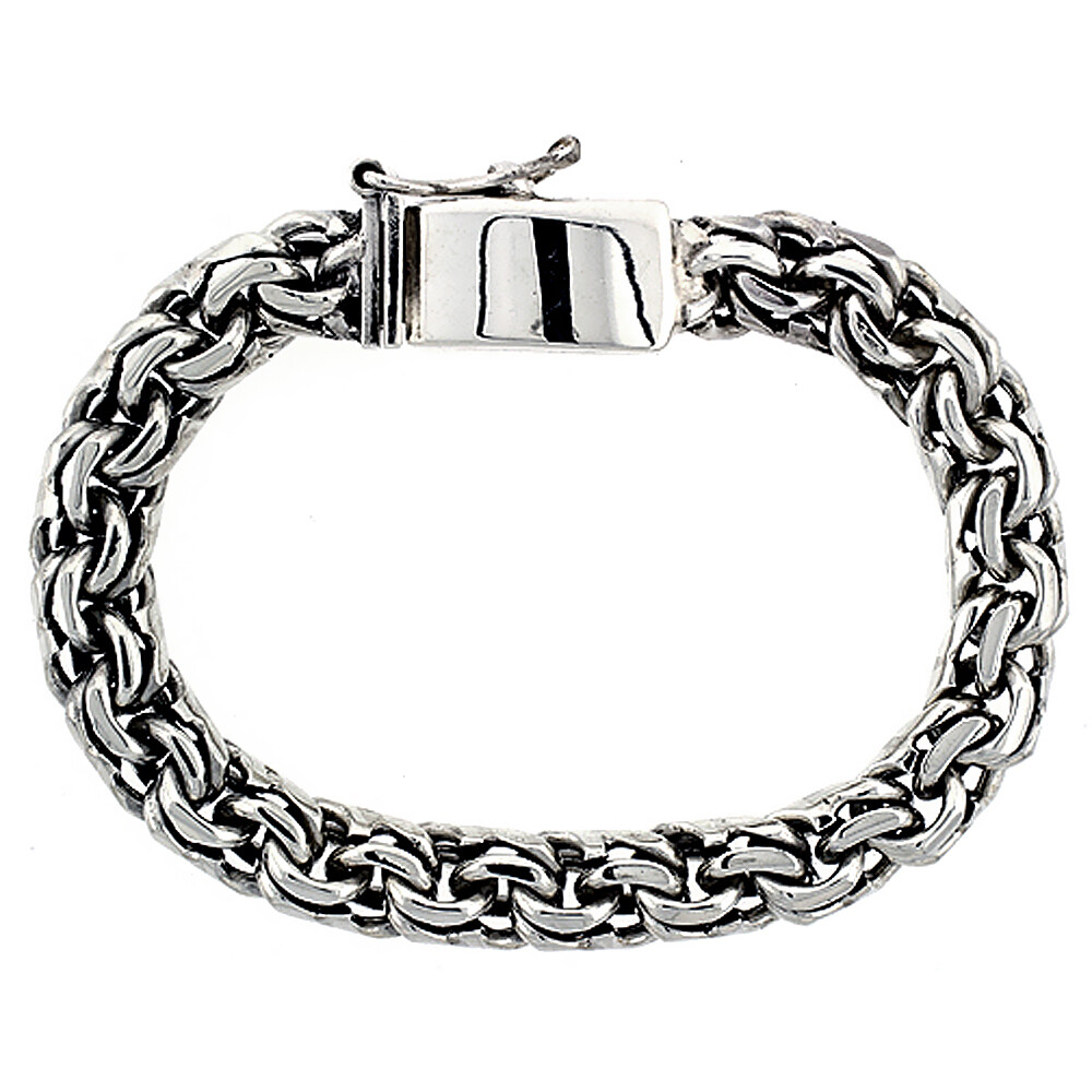 Men’s Solid Sterling Silver Handmade Double Link Oxodized Bracelet 8″, 8.5”& 9”