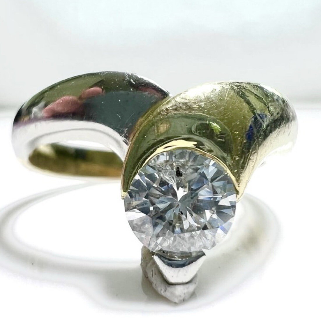 Ring 750 Gold 0.70 ct. Diamond Size 59/ 18.8mm 5.9 Grams G/P Excellent Condition