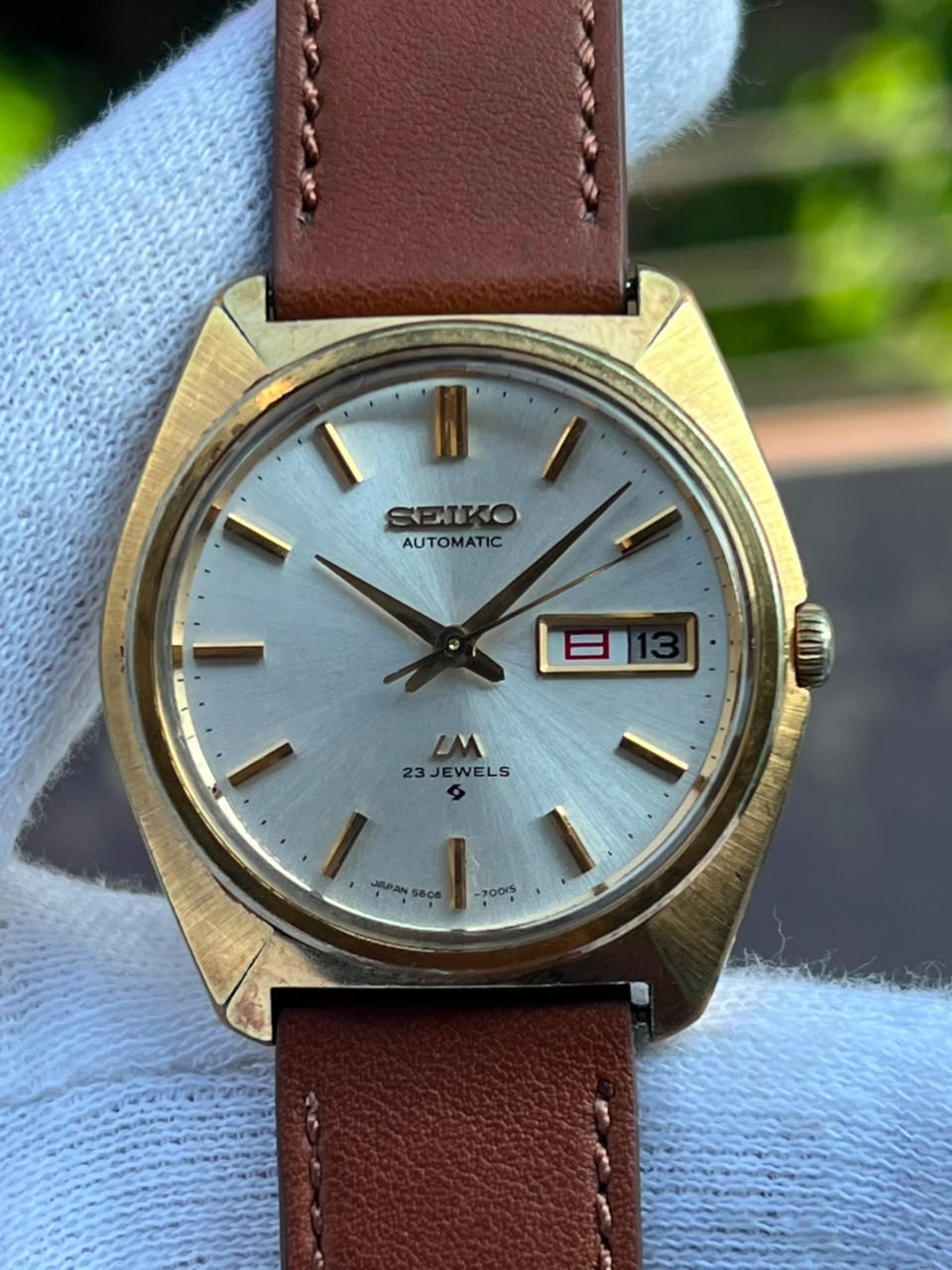 Seiko 5606 7000 Gold Tone ;Kanji /English; Serviced Automatic Quickset Works