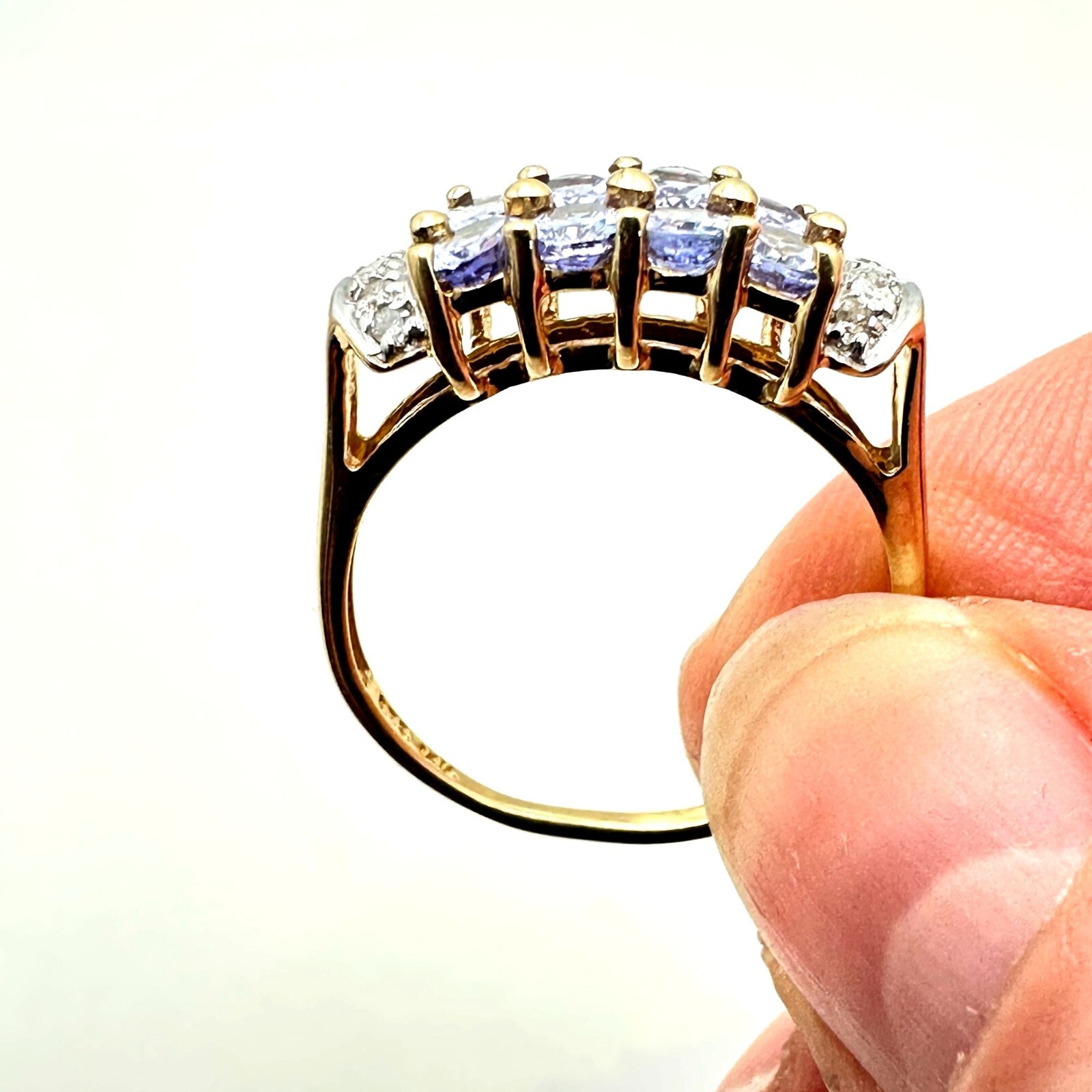 Womens Ring 14K Gold Tanzanite Diamond 3.2 Grams Size 8 Estate Jewelry