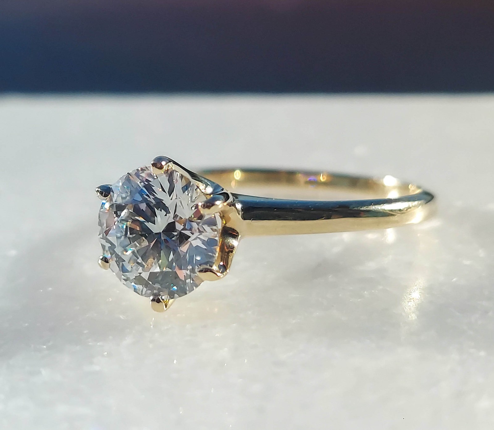 Engagement ring Size 5.75 10k gold ring, 1.26 carat certified. Solitaire ring