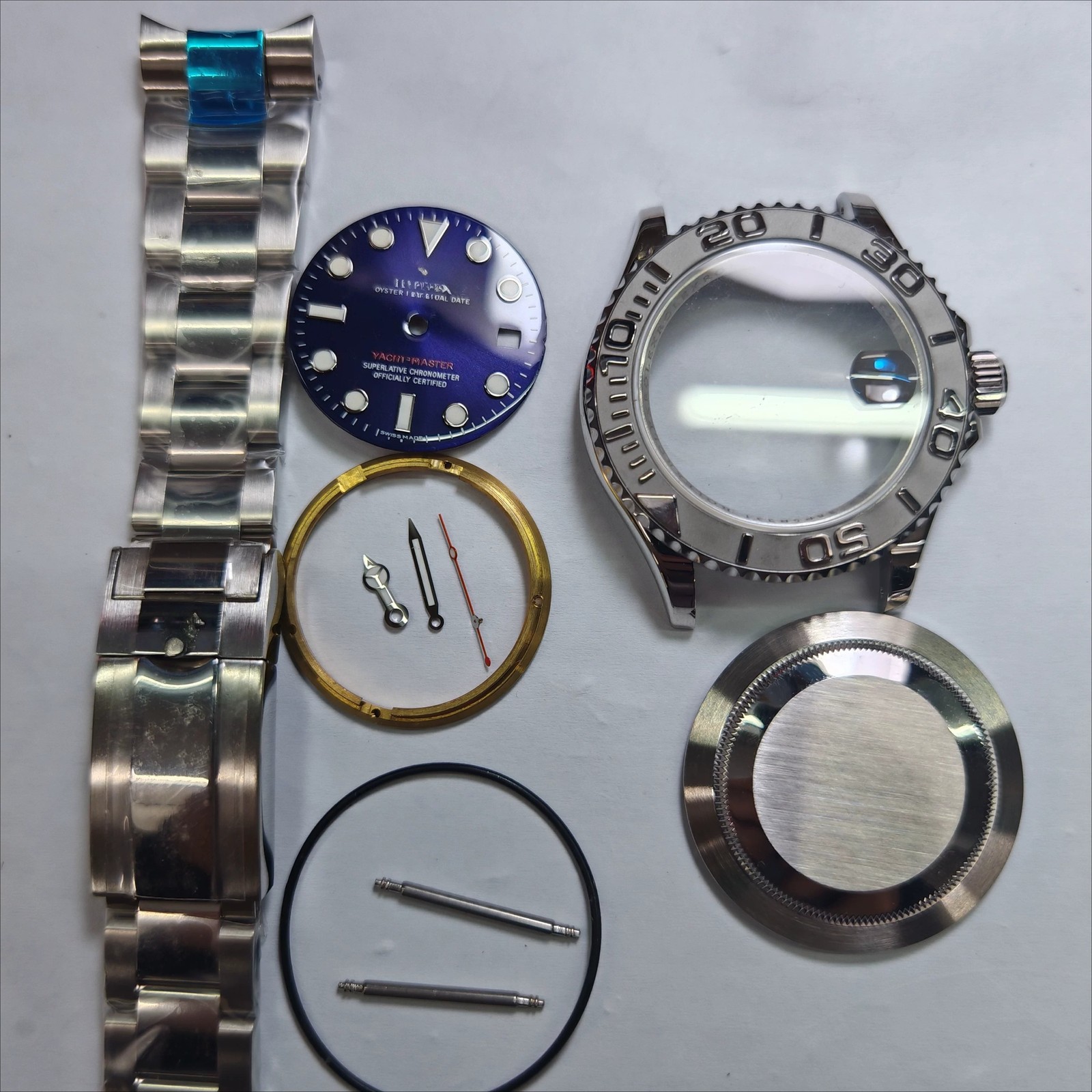 DIY Watch Part Kit for Movement 2836 8215 40mm Watch Case+Dial+Hands+Steel Strap