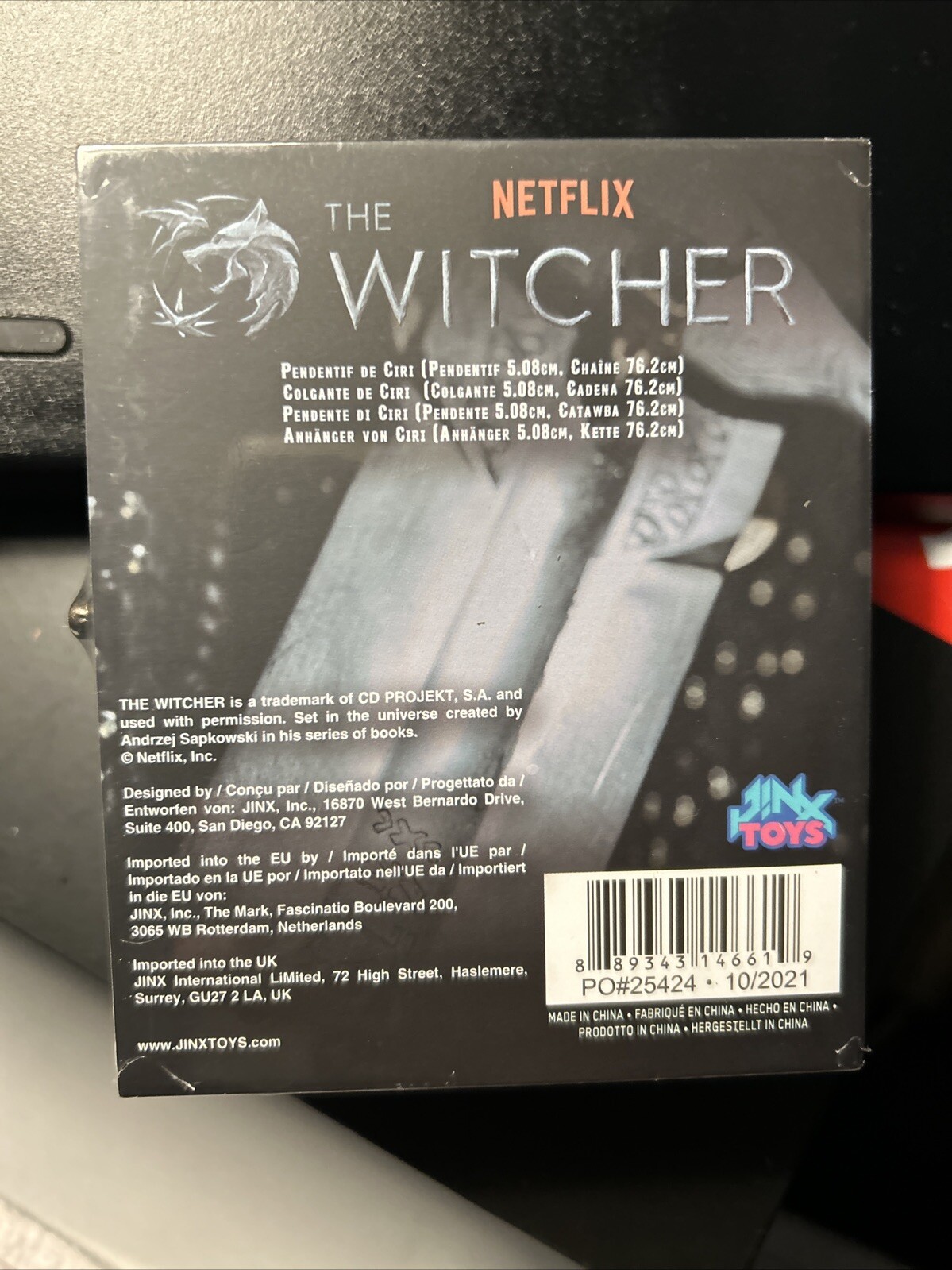 JINX Netflix’s The Witcher Ciri Swallow Medallion Necklace Wood Collector Box