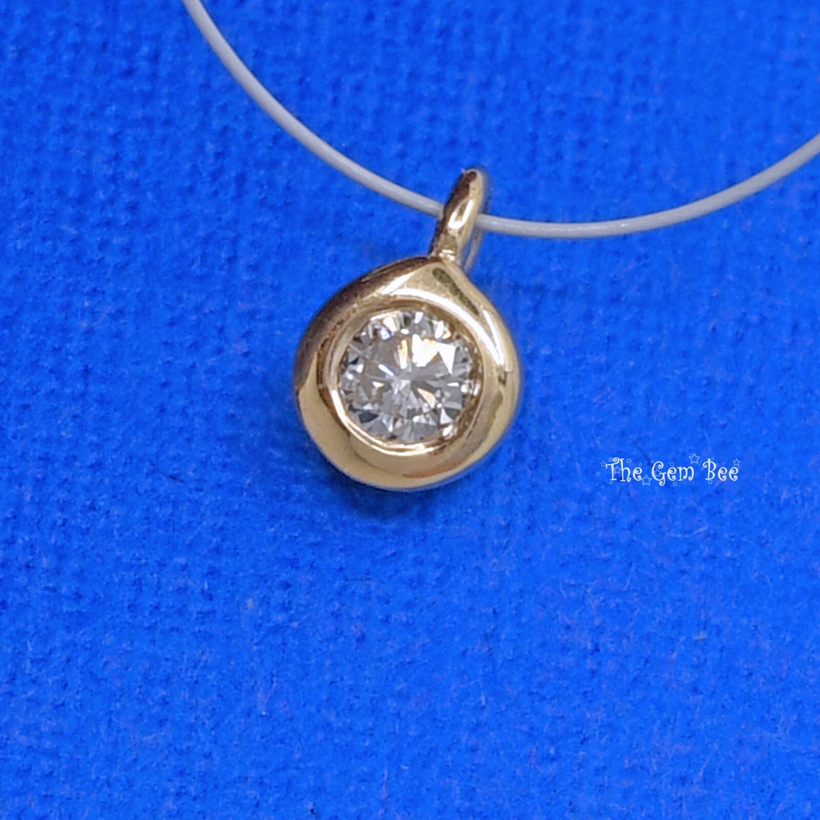 0.05CT 14k Solid Yellow Gold Full Brilliant Cut Diamond Bezel Charm Pendant (1)