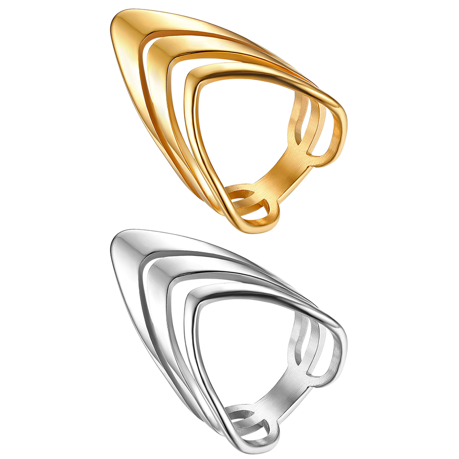 Women’s Girls Charm Unique V Shape High Polish Multilayer Band Ring Size 6-9