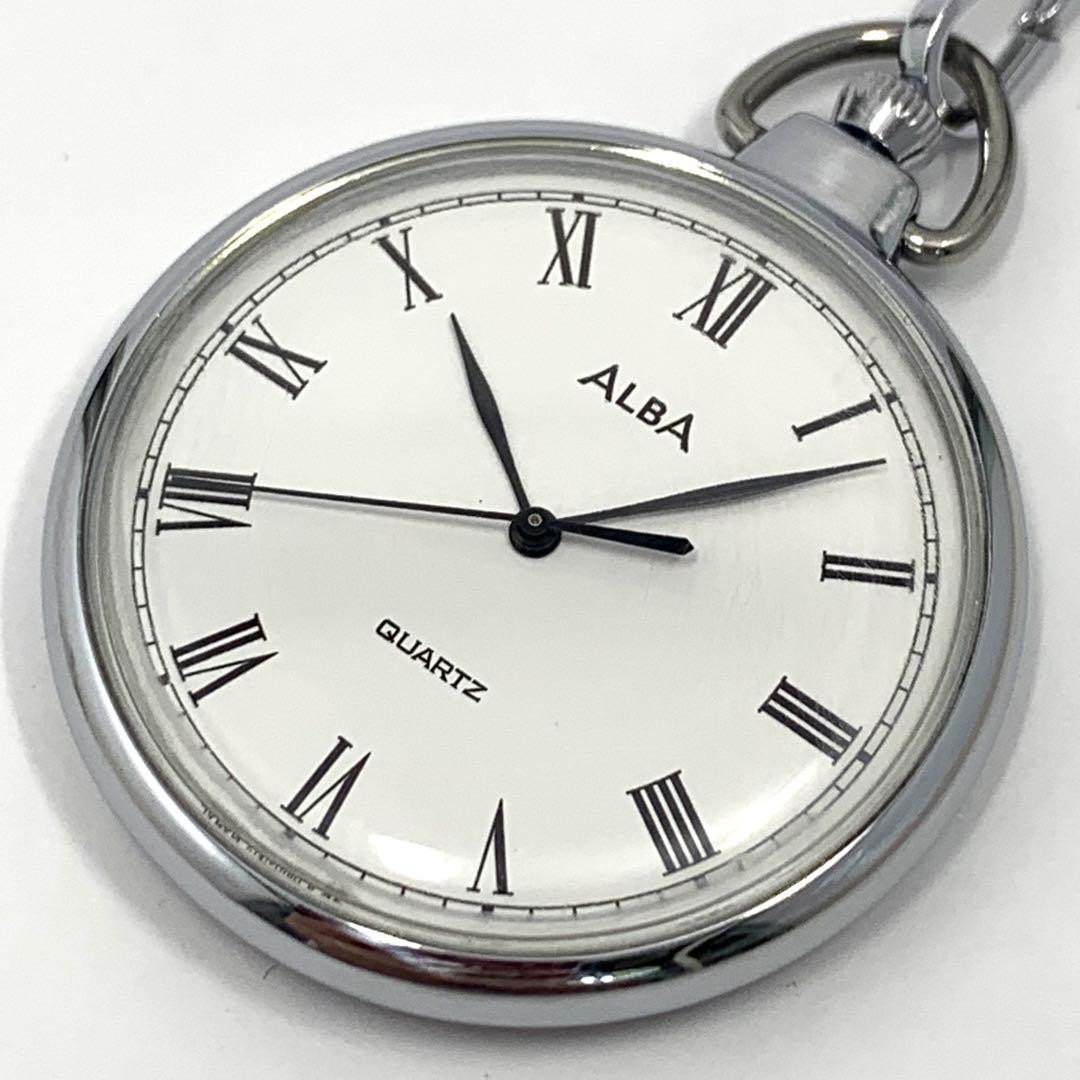 ☘️Battery replaced. 797 SEIKO ALBA Seiko Pocket Watch, Roman Numerals, White
