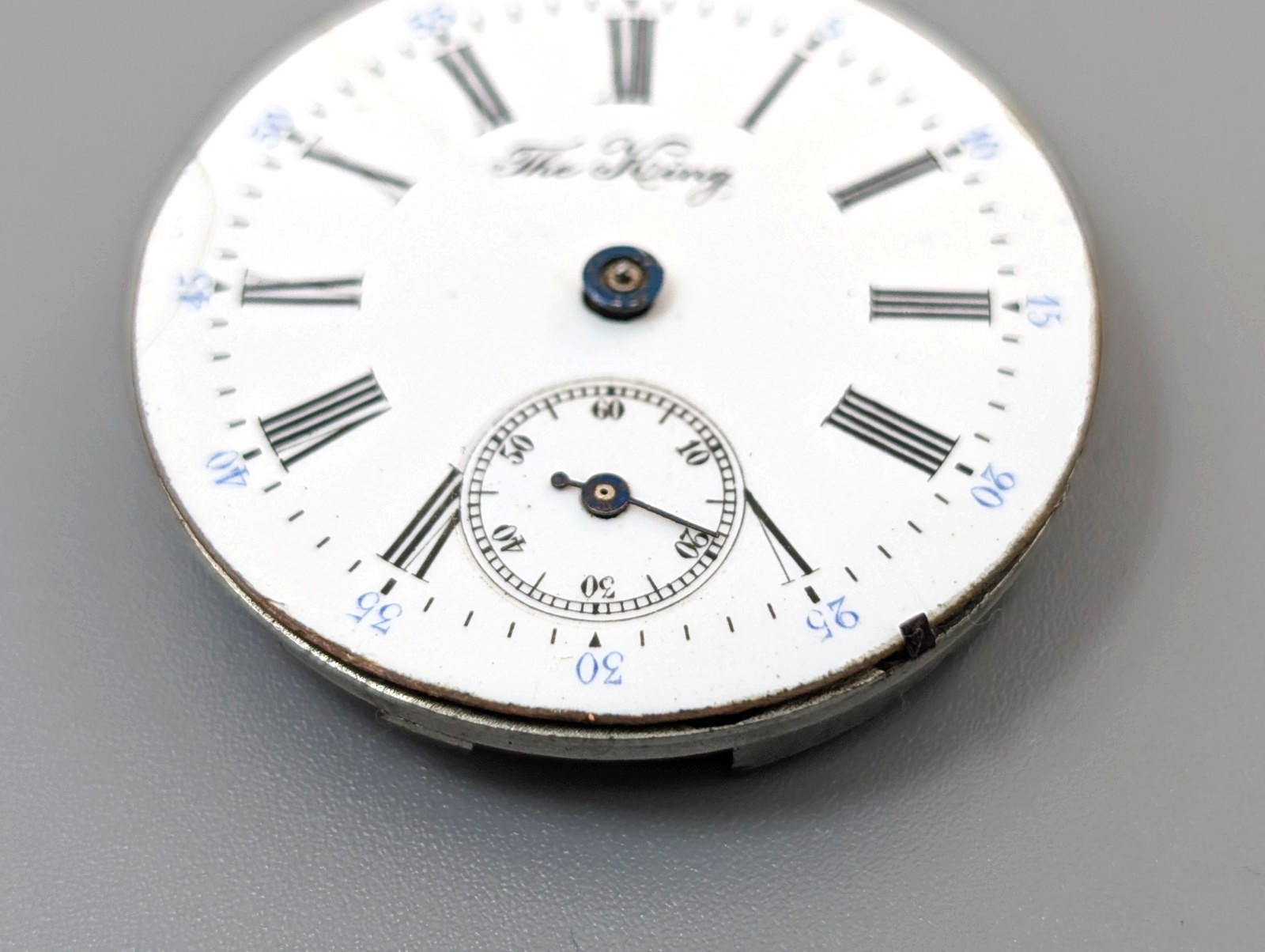 Vintage THE KING 35mm Swiss Made Formal Dress Pocket Watch Movement PARTS REPAIR