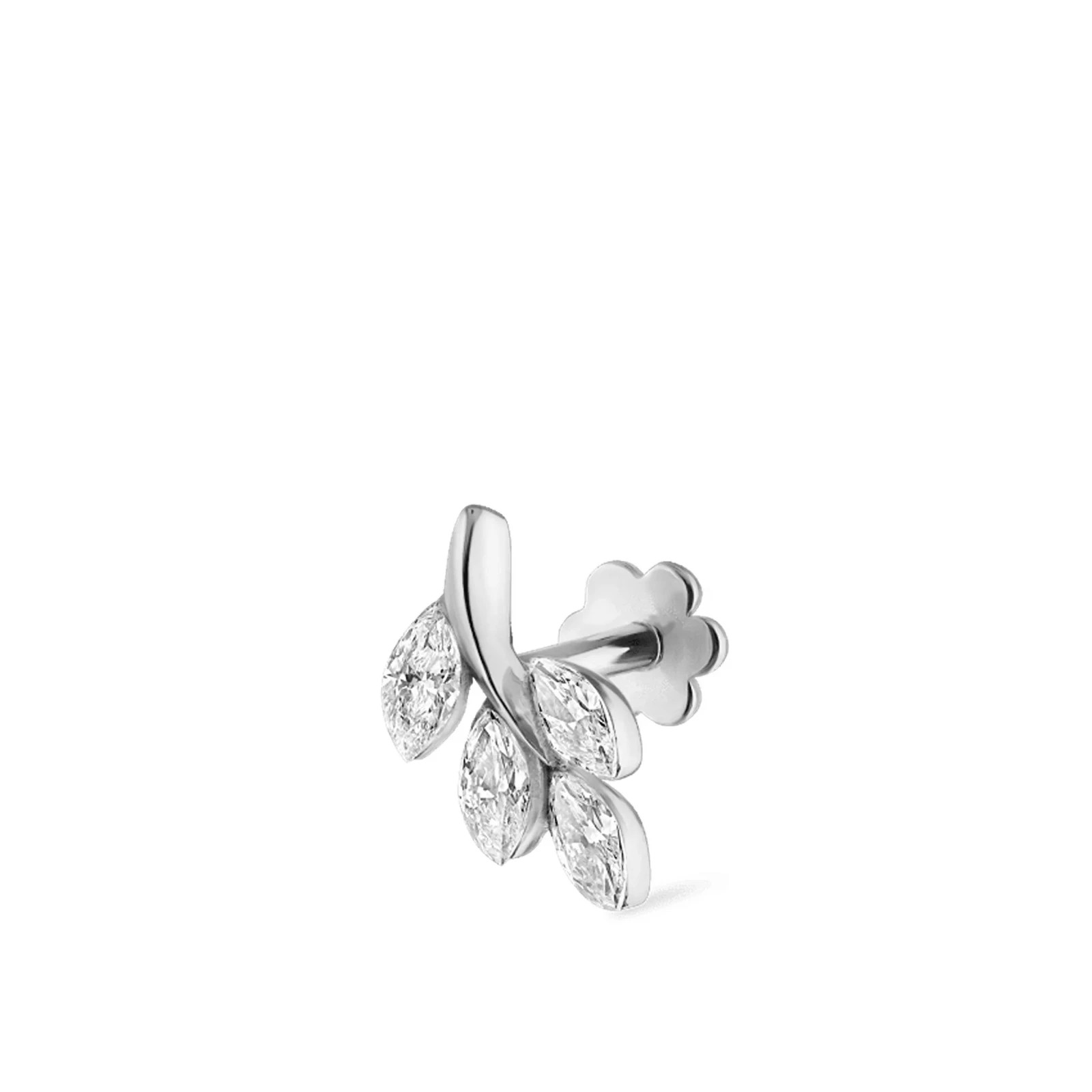 Marquise Moissanite Floral Helix Cartilage Stud 925 Sterling Silver