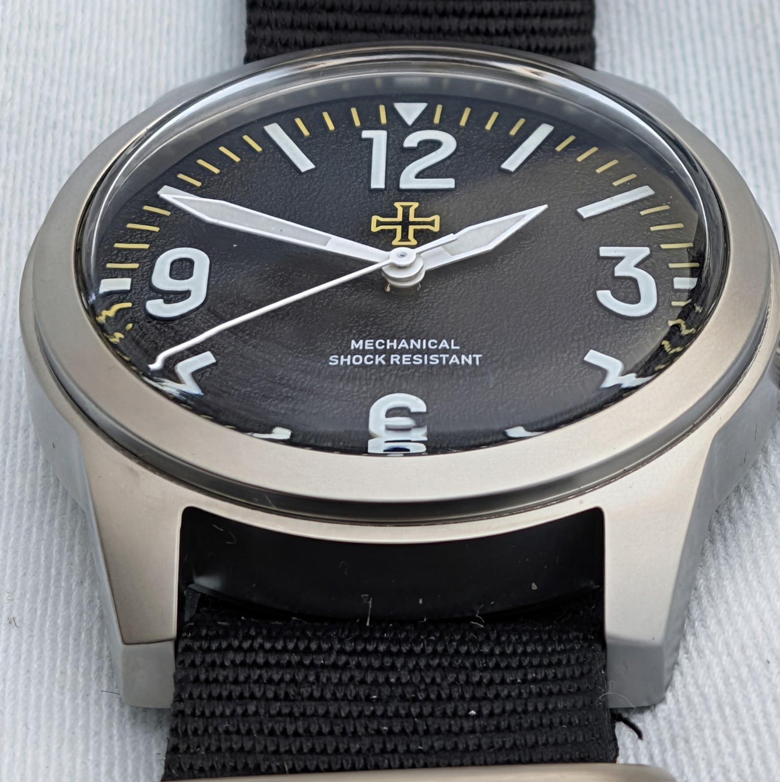 Toujours Pret Mechanical Military Field watch Blasted Stainless steel black 39mm