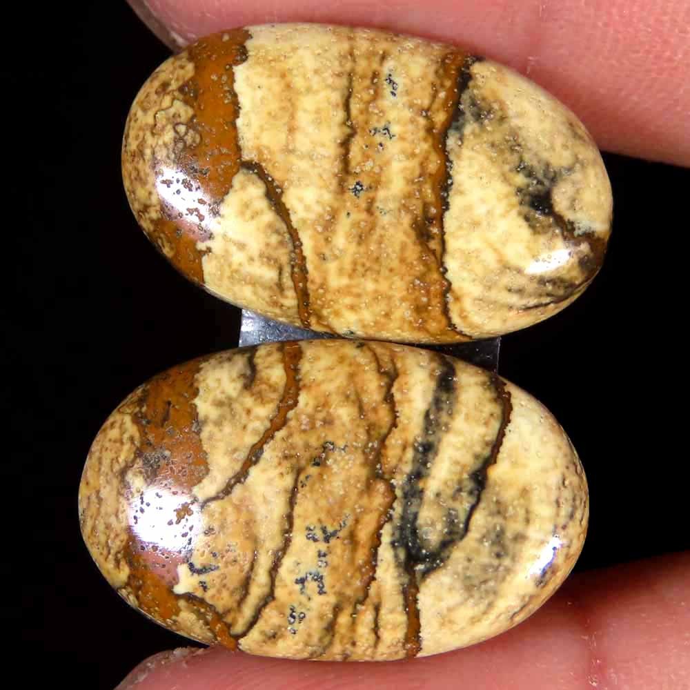 23.15Cts. 100% NATURAL RARE DESIGNER PICTURE JASPER MATCHED PAIR LOOSE GEMSTSONE