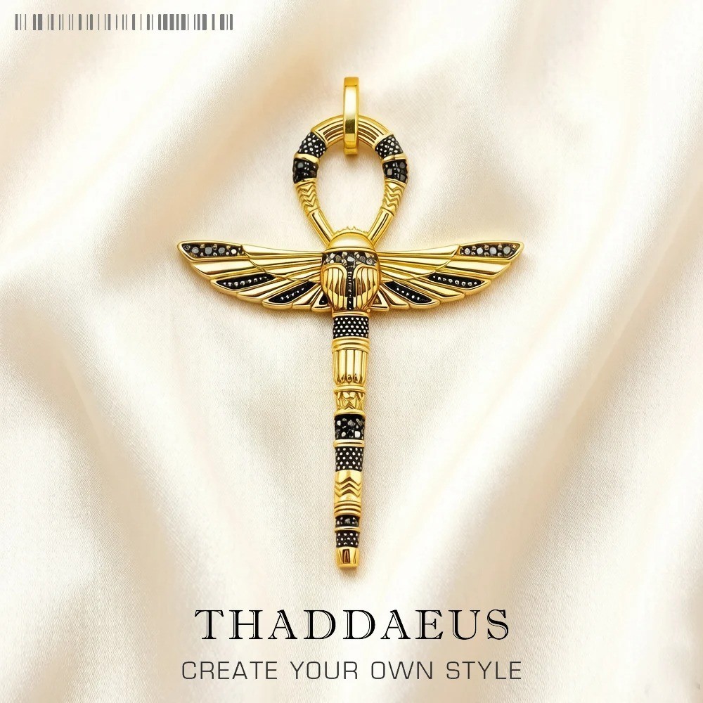 Pendants Large Amulet Golden Scarab Ankh Cross New Jewelry Vitnage 925 Sterling