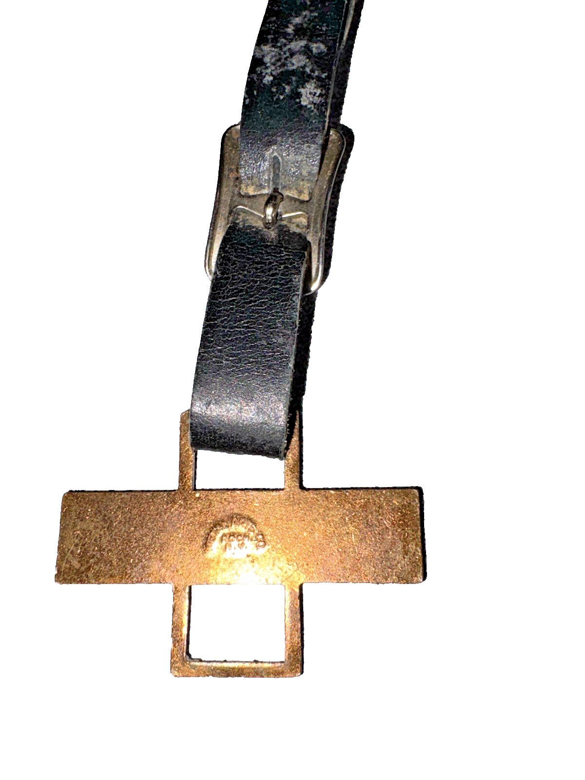 VTG CUMMINS Engine Co Pocket Watch FOB Leather Strap Enamel METAL ART CO Roch Ny