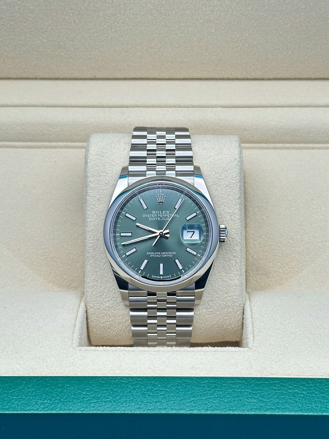 Rolex Datejust 126200 Jubilee Bracelet Mint Green Dial NEW 2026