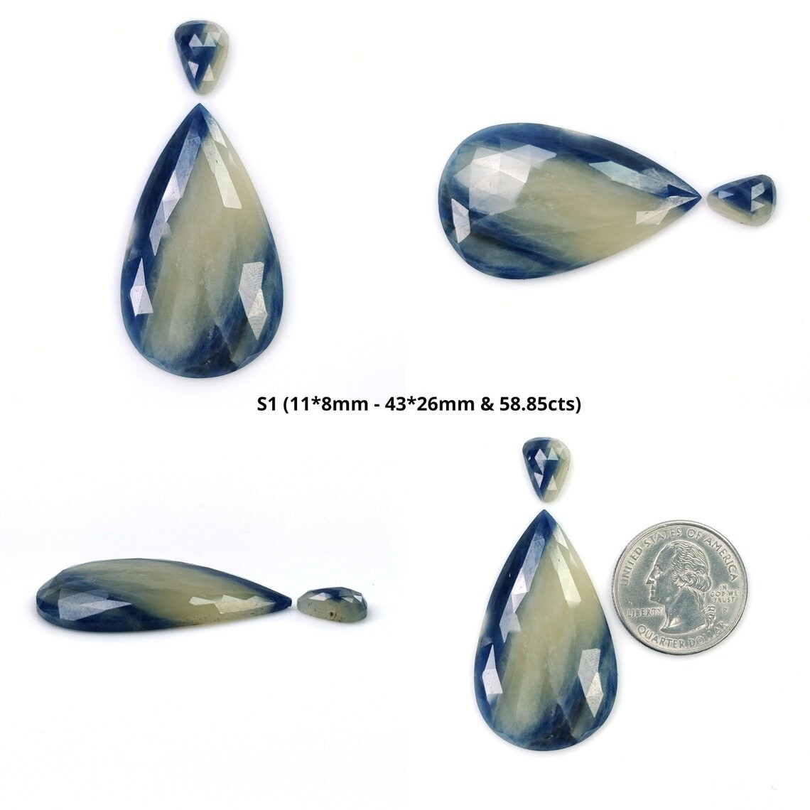 100% Natural Untreated Bi-Color Multi Sapphire Oval, Pear, Uneven Shape Sets