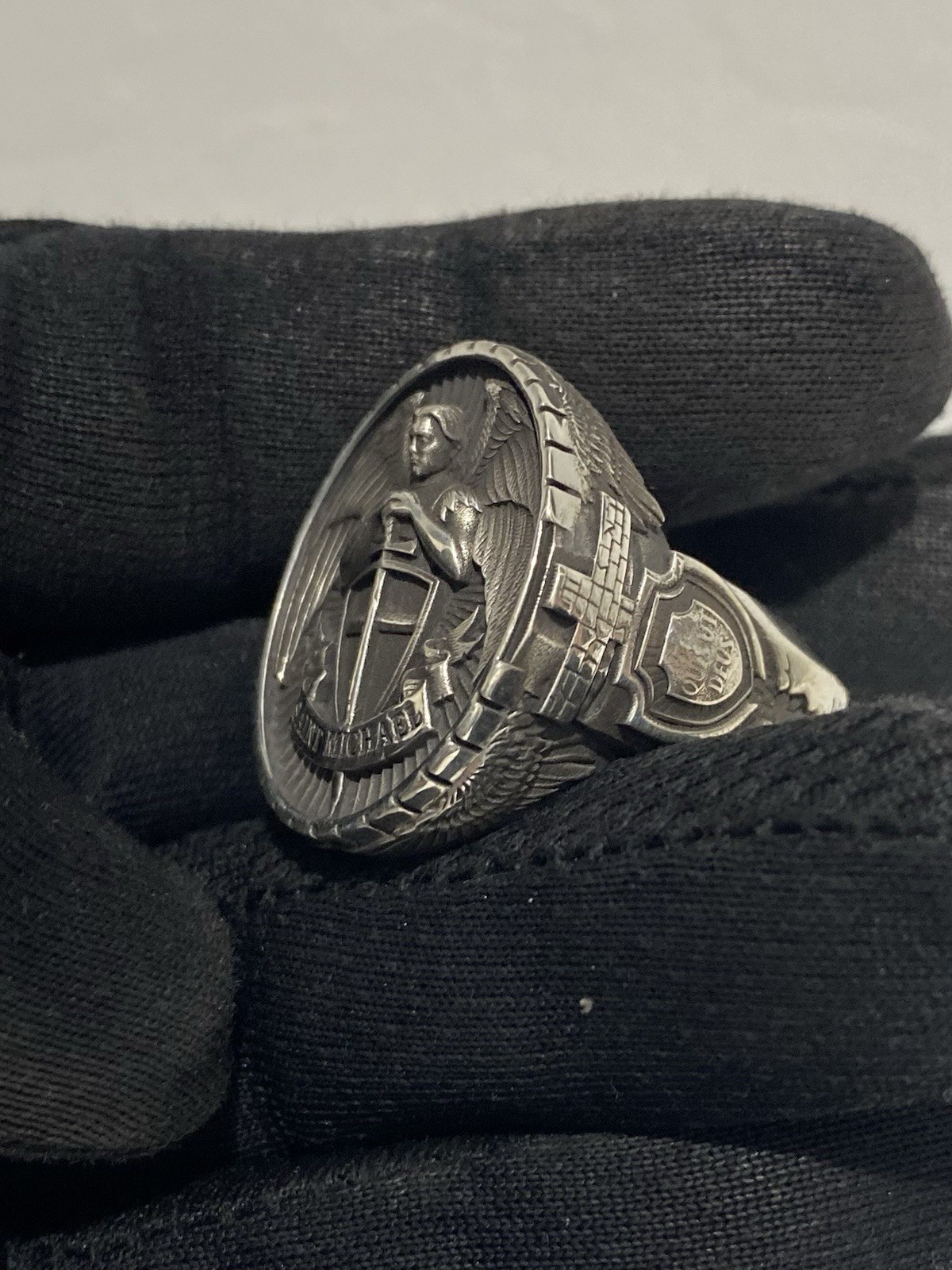 Solid Sterling Silver Saint Michael Ring