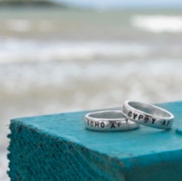 GYPSY AF Ring Adult Size 6 Sterling Silver Engraved Band Hand Stamped Quote NEW