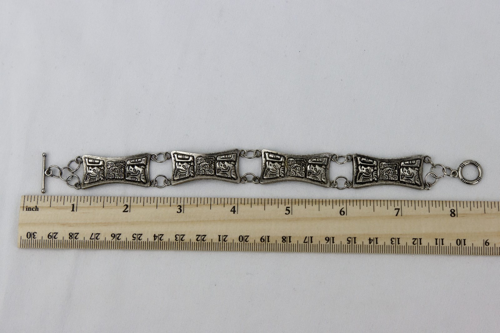 Mayan Style Panel Bracelet, Toggle Closure, 16gr