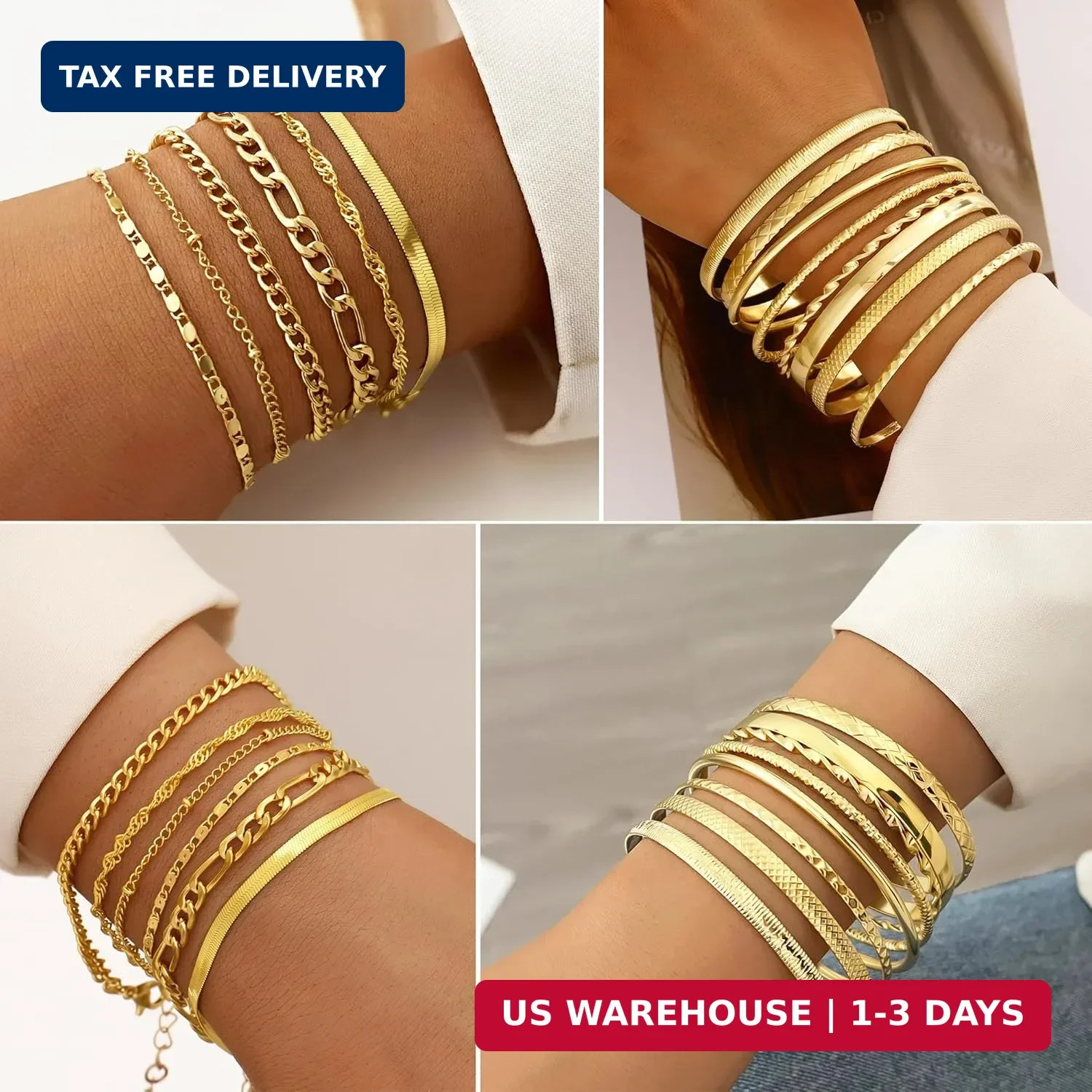 FANDY 137 Pieces Gold Jewelry Set for Women, 12 Necklace, 14 Bracelet, 21 Earrin